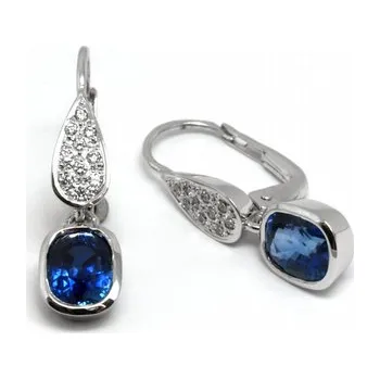 Prsten Luxusní diamantové náušnice s modrými přírodními safíry 585/4,29 gr J-21367-12 POŠTOVNÉ ZDARMA! (J-21367-12)