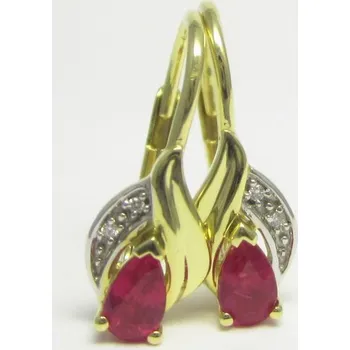 Prsten Luxusní zlaté diamantové náušnice s pravými červenými rubíny 585/1,67gr 3830948 (3830948 POŠTOVNÉ ZDARMA!!)
