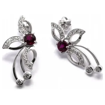 Prsten Klenoty Budín Diamantové náušnice s přírodními červenými rubíny 585/3,15 gr J-21046-12 POŠTOVNÉ ZDARMA! (J-21046-12)