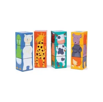 Dřevěná hračka Djeco Kostky zvířátkové 