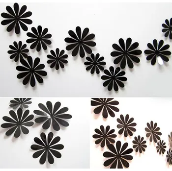 Samolepící dekorace Krásná dekorace nejen na zeď kytičky - černé