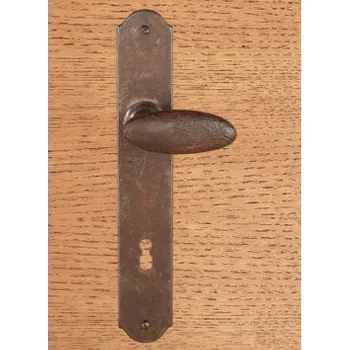 Dveřní kování M&T FM 335.N90 kovaná klika se štítkem pro dozický zámek 90 mm