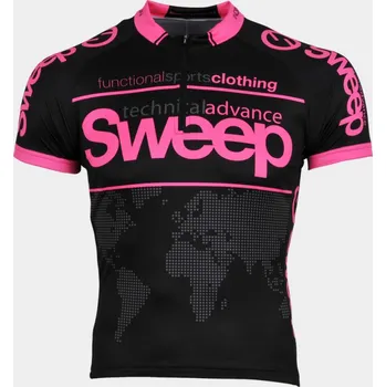 cyklistický dres SWEEP CYKLISTICKÝ DRES ČERNO/RŮŽOVÝ DĚTSKÝ Velikost: 116
