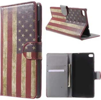 Pouzdro na mobilní telefon Koženkové pouzdro TVC USA pro Huawei P8