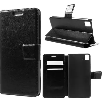 Pouzdro na mobilní telefon Koženkové pouzdro TVC WalletCase pro BQ Aquaris E5 4G Barva: Černá