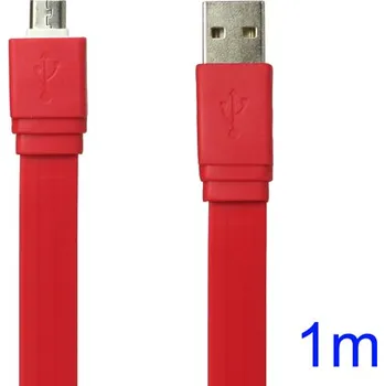 Plochý microUSB kabel - délka 1 metr Barva: Červená