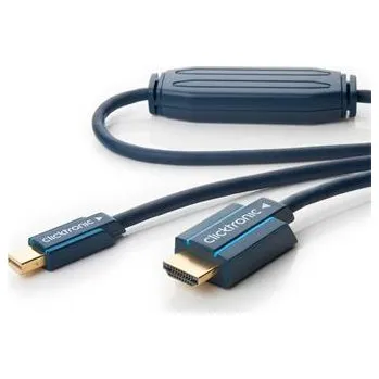 Video kabel ClickTronic HQ OFC kabel mini DisplayPort - HDMI typ A, zlacené kon., 3D, M/M, 3m - CLICK70744