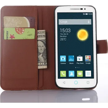 Pouzdro na mobilní telefon Pouzdro se stojánkem pro Alcatel One Touch Pop 2 (5) Premium 7044A 7044Y Barva: Hnědá