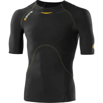 Pánské oblečení SKINS A400 Mens Short Sleeve Top, Black/Yellow M