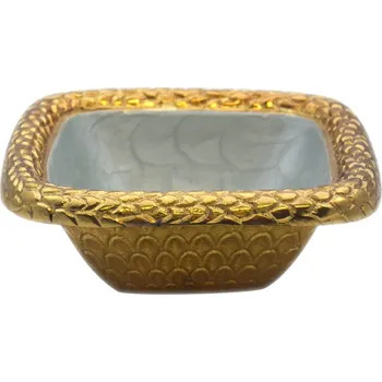 Julia Knight Čtvercová servírovací miska Florentine Gold modrá hortenzie 15 x 15