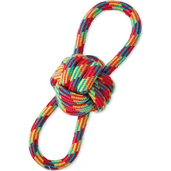 Hračka pro psa Dog Fantasy přetahovadlo osmička + uzel barevné 22 cm