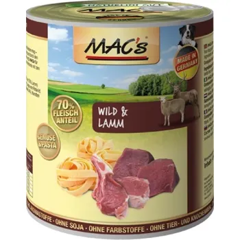 MAC's Dog konzerva zvěřina/jehně/těstoviny, 800 g