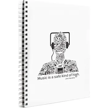 Zápisník MAKENOTES Záznamová kniha A4 MUSIC J.Hendrix bílé desky