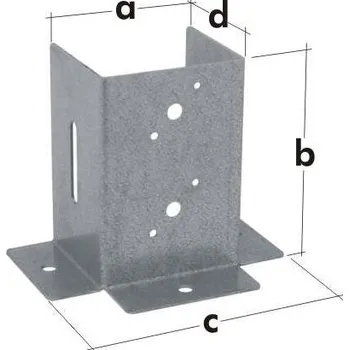 Patka sloupku se čtvercovou základnou PSP DX 100 101x152x181x95mm (Kotevní patky zahradní terasové )
