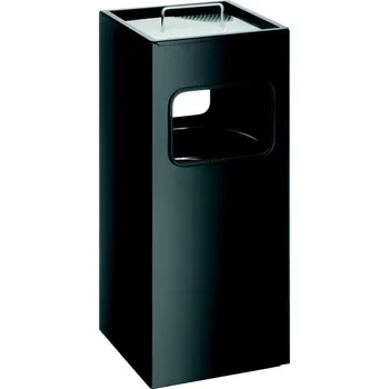 Odpadkový koš Kovový čtvercový koš s popelníkem - Černý