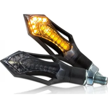 Osvětlení pro motocykl Led moto blinkry Rush, černé, tónované sklo, homologované