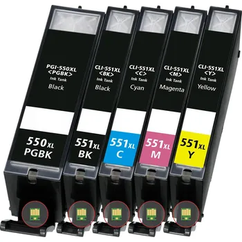 Canon CLI-551 XL a PGI-550 XL - kompatibilní multipack pro tiskárny Canon PIXMA iP7200, iP7250, iP8750, IX6850, MG5450, MG5550, MG5600, MG5650, MG5655, MG6350, MG6450, MG6650, MG7150, MG7550, MX725, MX925