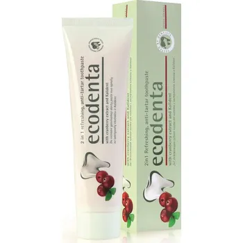zubní pasta Ecodenta osvěžující zubní pasta proti zubnímu kameni 2v1 s brusinkami a Kalidentem