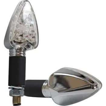 Osvětlení pro motocykl Led moto blinkry Triangle, chromové, dlouhé, homologované