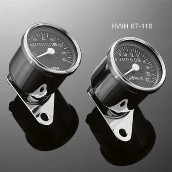 Tachometr mechanický Highway Hawk s držákem, 220km/h, 60mm, chrom/černý