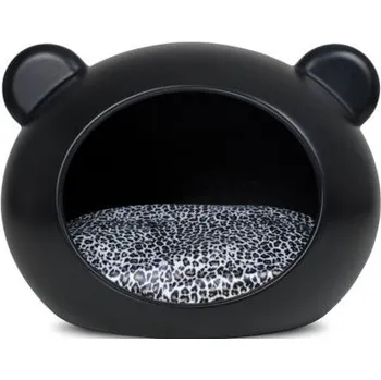 Pelíšek pro psa Guisapet plastový pelíšek pro psy černý, polštář se zvířecím vzorem