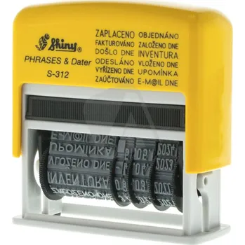 Razítko Shiny Razítko S-312 Printer line, text + datum, žlutá