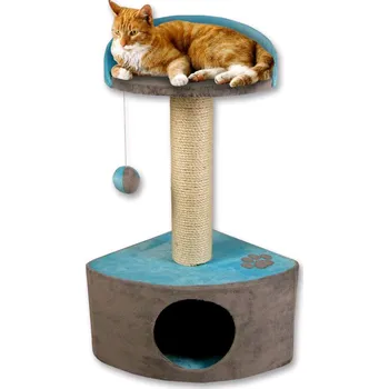 Škrabadlo RIGOLETTO II mint/šedá s bambulkou, rozměry: 35 x 35 x 75 cm