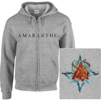 Pánská mikina šedivá mikina s kapucí a zipem Amaranthe - Logo II