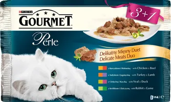 Krmivo pro kočku Purina Gourmet Perle Duo Multipack masové duo 4 x 85 g