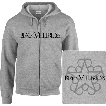 Pánská mikina šedivá mikina s kapucí a zipem Black Veil Brides - Logo