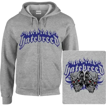Pánská mikina šedivá mikina s kapucí a zipem Hatebreed - Skulls