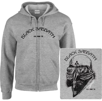 Pánská mikina šedivá mikina s kapucí a zipem Black Sabbath - Tour 78