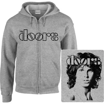 Pánská mikina šedivá mikina s kapucí a zipem Doors - Jim Morrison
