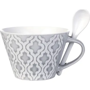 Lene Bjerre Keramický hrnek Abella se lžičkou šedý