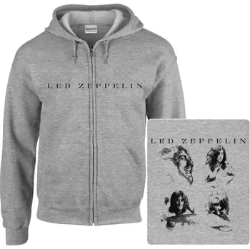 Pánská mikina šedivá mikina s kapucí a zipem Led Zeppelin