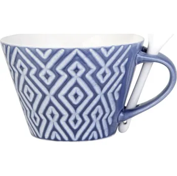 Lene Bjerre Keramický hrnek Abella se lžičkou modrý