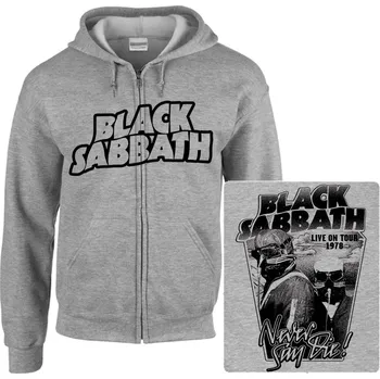 Pánská mikina šedivá mikina s kapucí a zipem Black Sabbath - Never Say Die