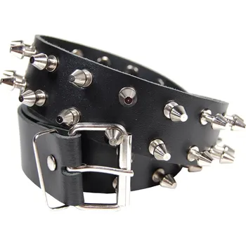 Opasek kožený pásek s hroty 2 řady