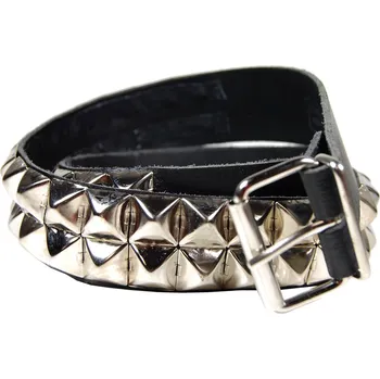 Opasek černý kožený pásek s pyramidami 2 řady