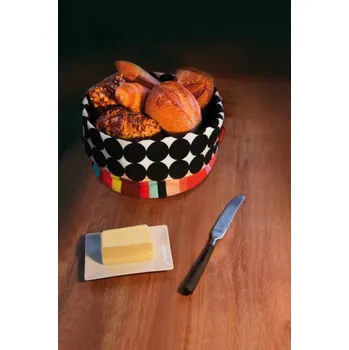 chlebník Košík na chleba, pečivo, cukrovinky, šperky, kometiku... Scoop REMEMBER (Bareva černá kolečka+ barevný vzor červený)
