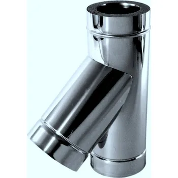 Komín DW T-kus 45° - sopouch - DN 160 mm (třísložkový komínový nerez sopouch 45°)