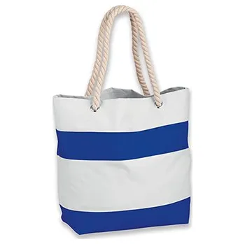 nákupní nebo plážová taška s modrými pruhy