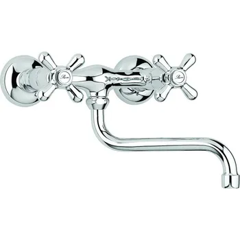 Vodovodní baterie Geos agt Umyvadlová nebo dřezová nástěnná baterie s keramickým mechanismem 17.501 CR, rozteč 150 mm 17.501CR