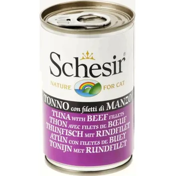 Schesir Cat konzerva tuňák/hovězí 140 g Krmivo pro kočku Schesir Cat konzerva tuňák/hovězí 140 g