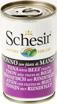 Krmivo pro kočku Schesir Cat konzerva tuňák/hovězí 140 g