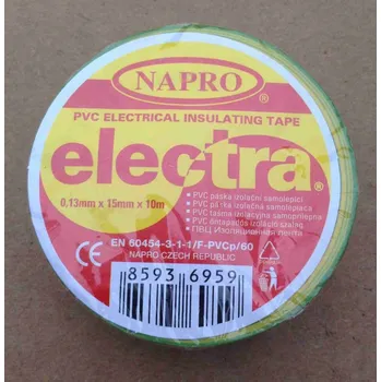 Lepicí páska Izolačka elektrikářská PVC šíře 15mm délka 10m, zelenožlutá