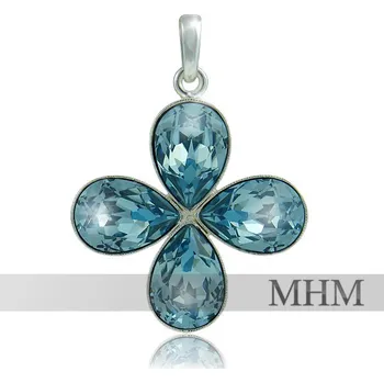 Náhrdelník Náhrdelník Čtyřlístek Aquamarine s krystaly SWAROVSKI (MADE WITH SWAROVSKI® ELEMENTS)