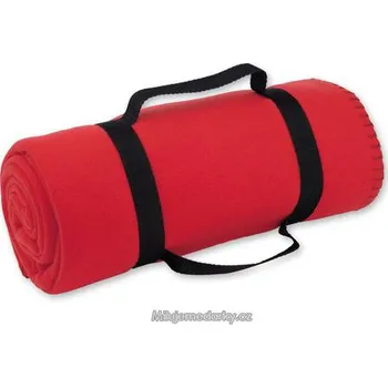Pikniková deka Fleecová cestovní / pikniková deka s popruhy červená