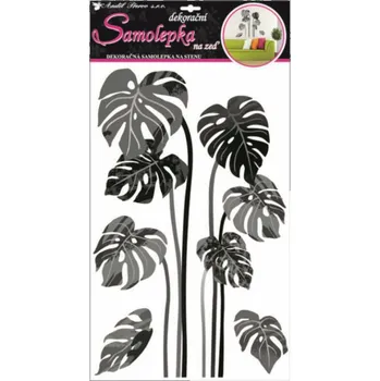 Samolepící dekorace Samolepky na zeď monstera, černé listy 10085 / Pokojová samolepicí dekorace Room Decor (60 x 32 cm)