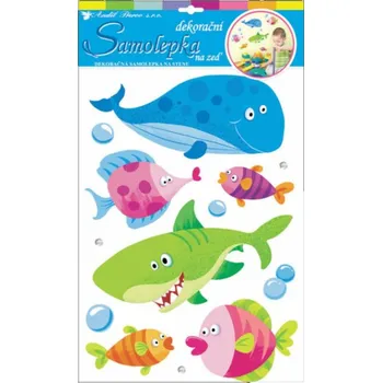 Samolepící dekorace Samolepky na zeď 3D ryby z tvrdého papíru 10124 / Samolepicí pokojová dekorace pro děti Room Decor (49 x 29 cm)